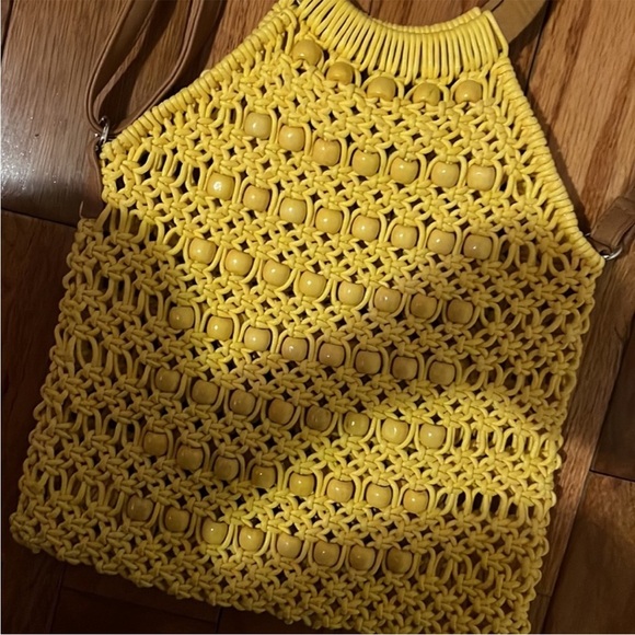 NWT NEW BOHO YELLOW CROCHET CUSTOM PURSE BAG - Picture 3 of 6